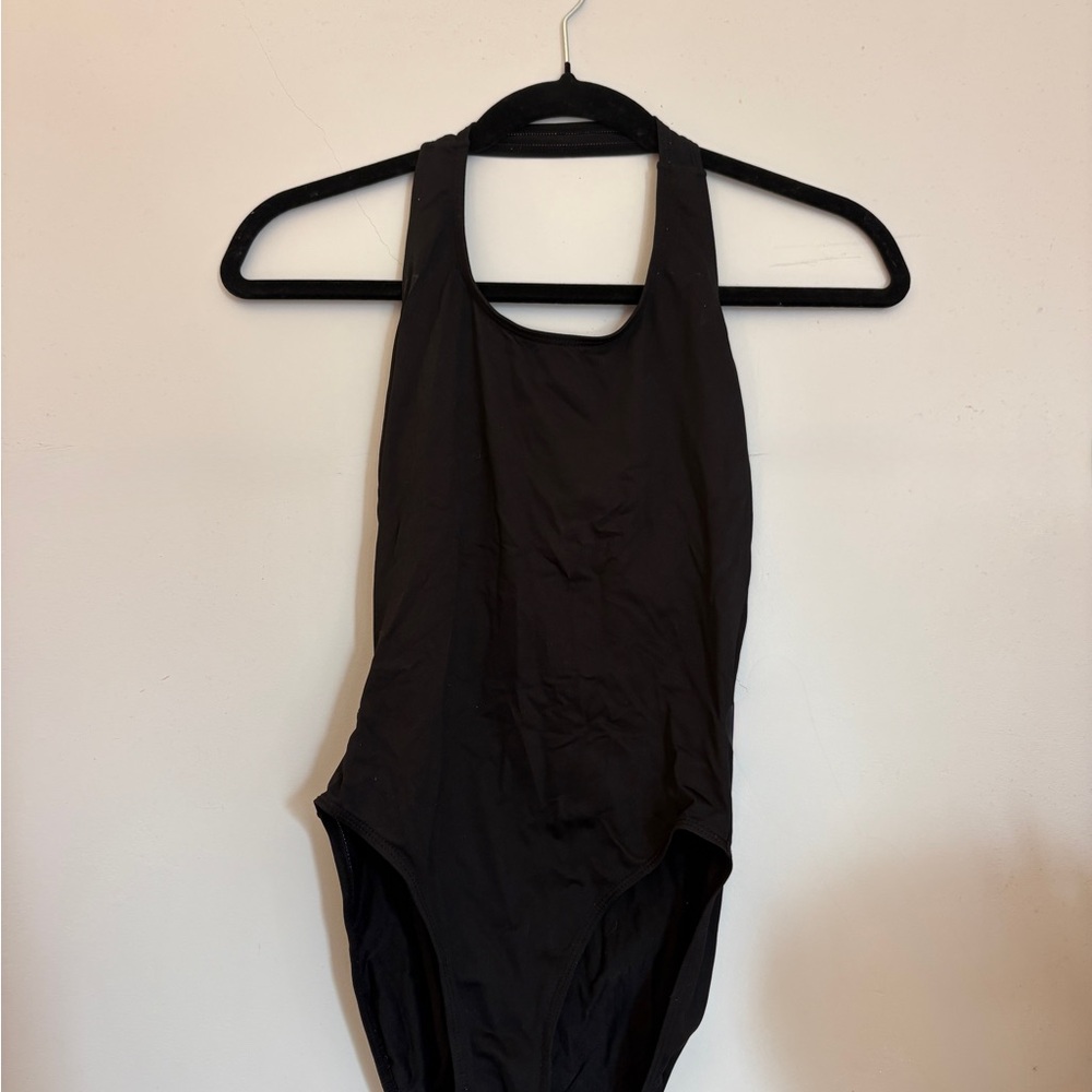 Black Halter Open Back Leotard